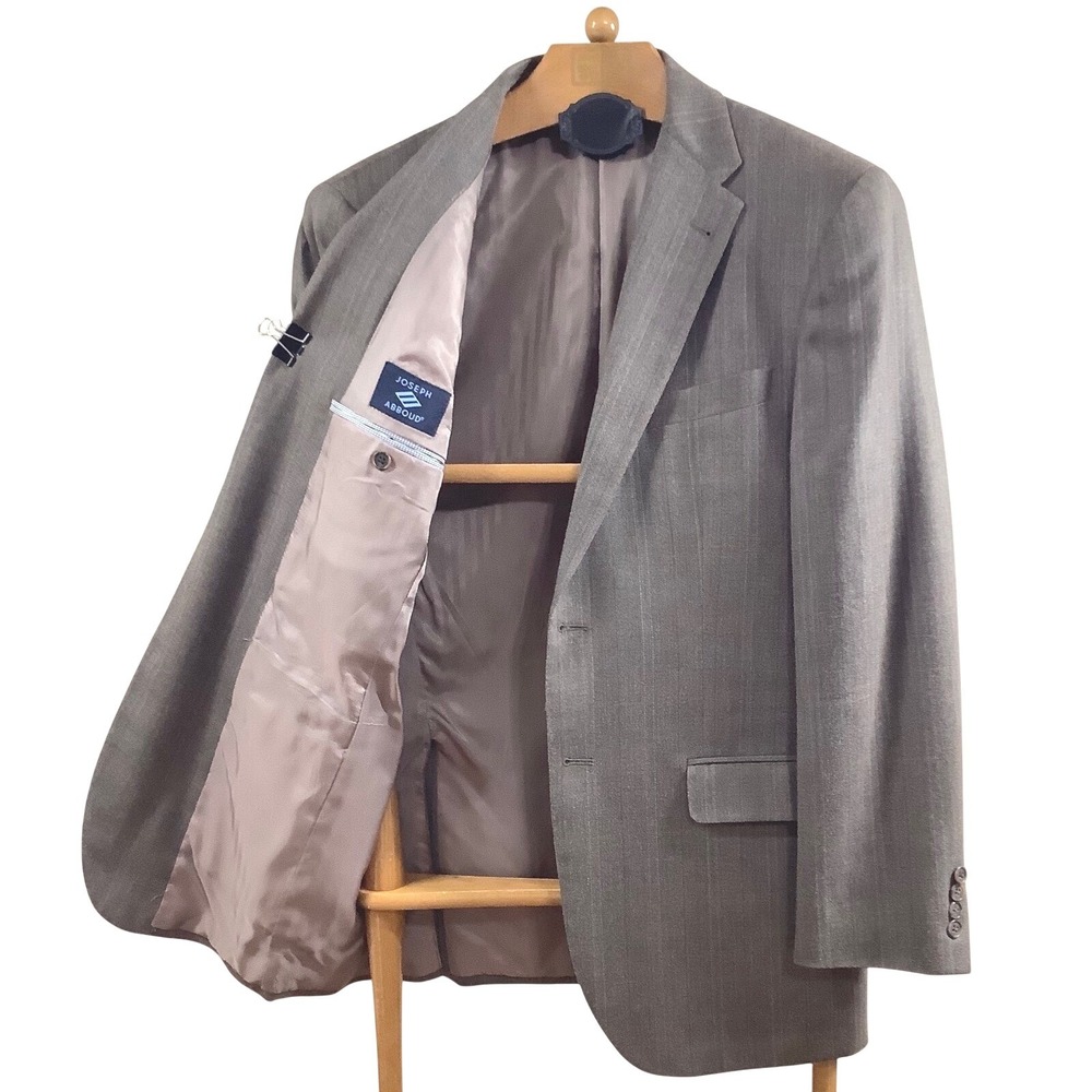 Joseph Abboud 42R Wool Blend Gray Brown Pinstripe Jacket Blazer Sport Coat